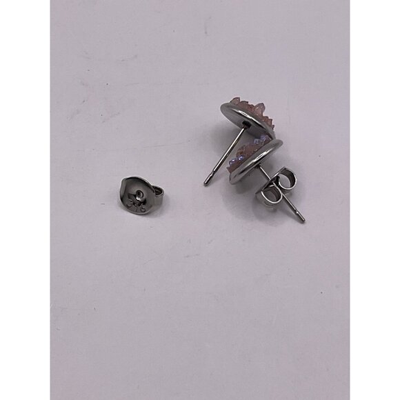 Iridescent Stud Earrings Stainless Steel Round Shape 316 - Picture 4 of 4